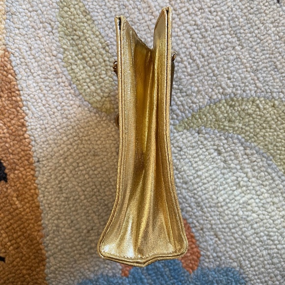 Vintage HL Harry Levine Gold Lamé Evening Handbag & Attached Coin Purse - Picture 4 of 16